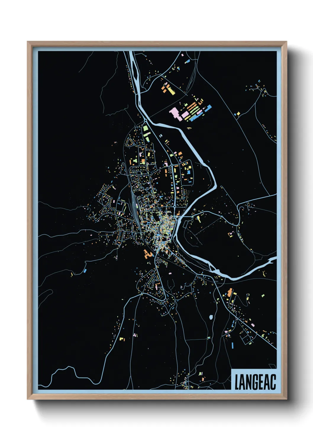 Une affiche de carte sur Langeac