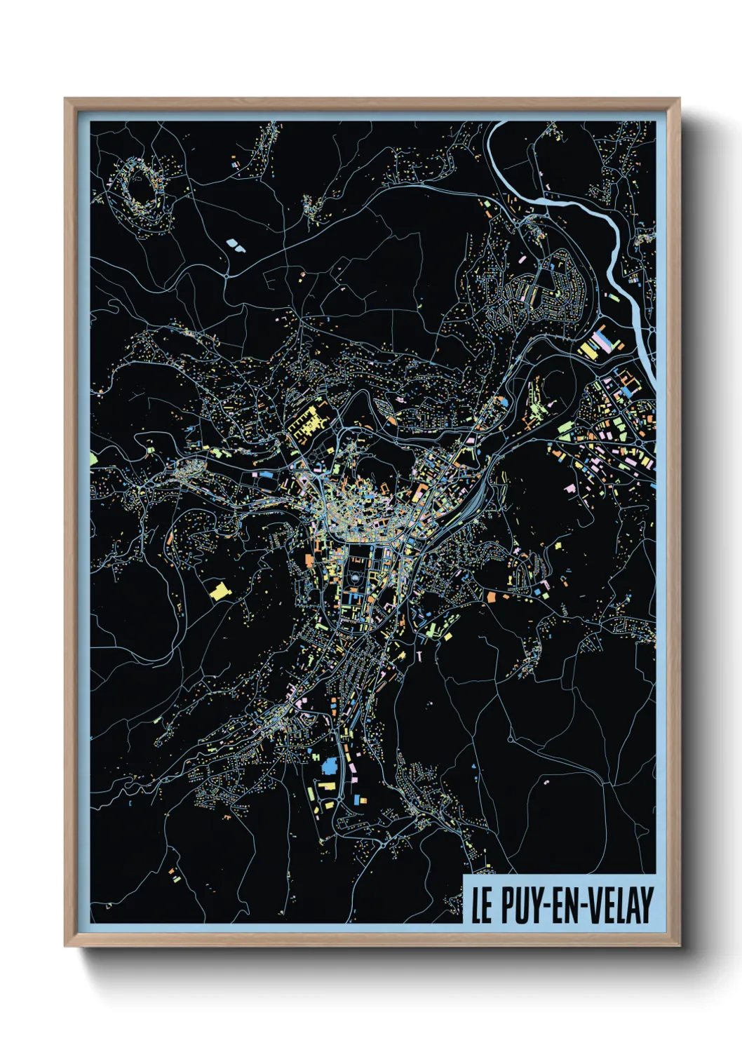 Une affiche de carte sur Le Puy-en-Velay