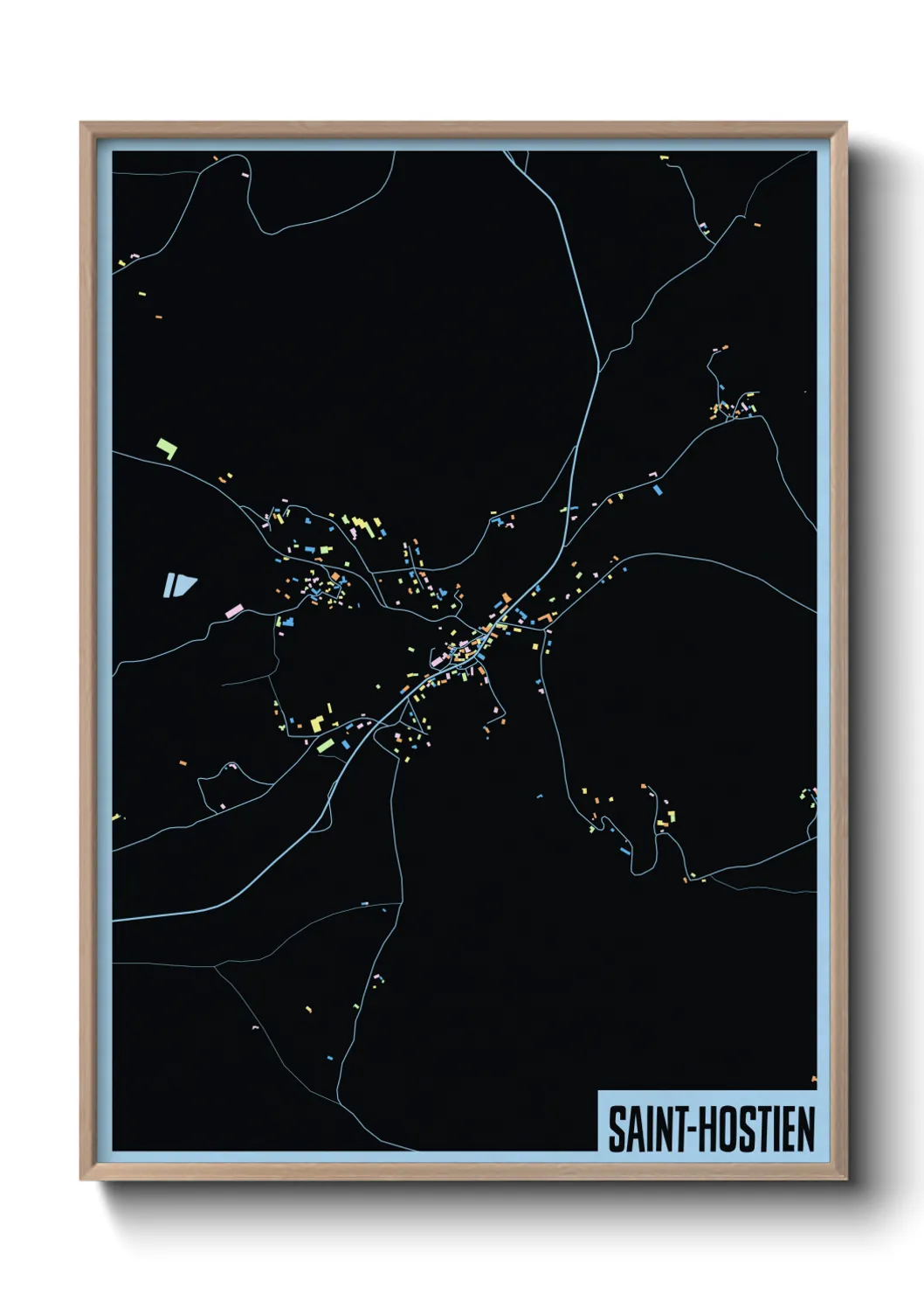 Une affiche de carte sur Saint-Hostien