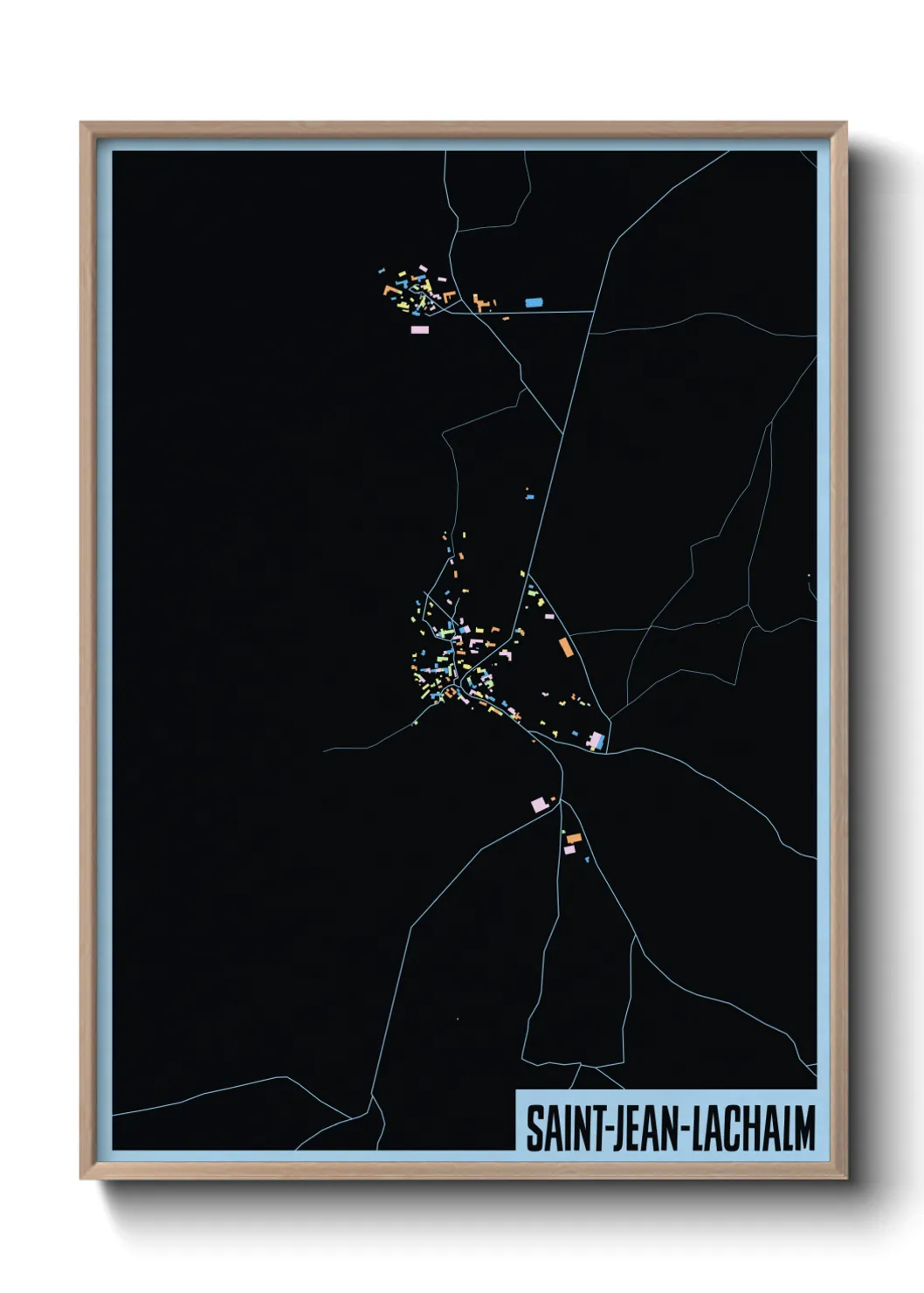 Une affiche de carte sur Saint-Jean-Lachalm