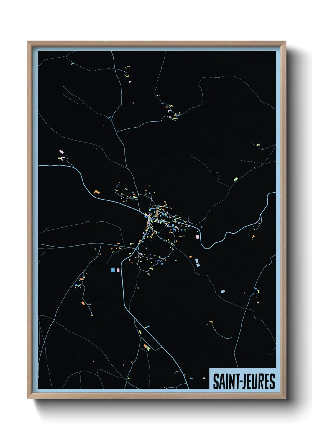 Une affiche de carte sur Saint-Jeures