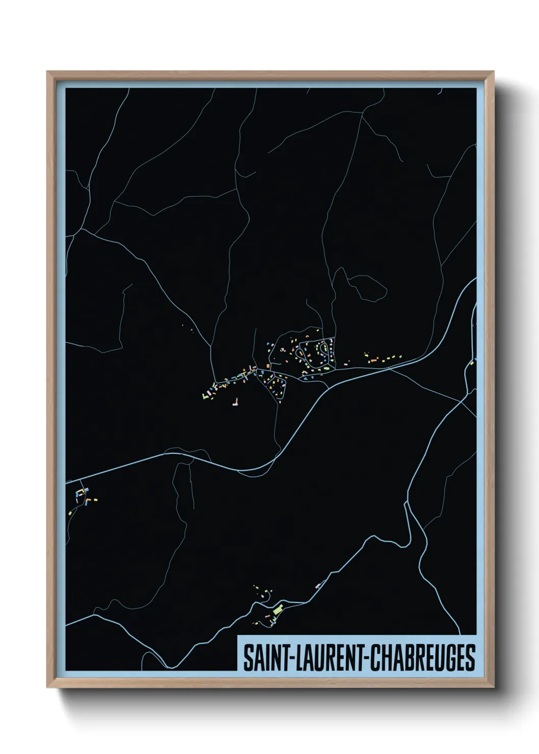 Une affiche de carte sur Saint-Laurent-Chabreuges