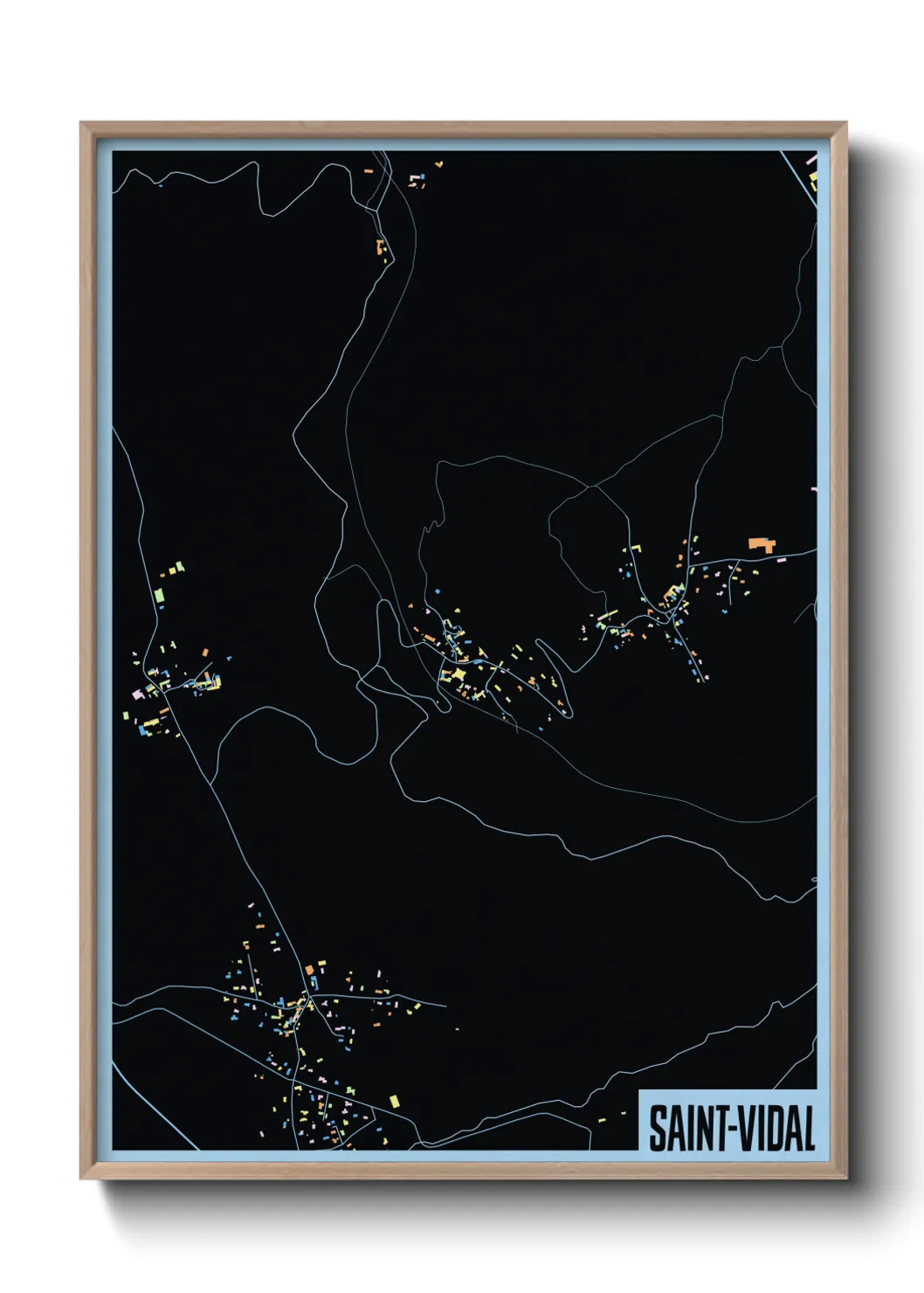 Une affiche de carte sur Saint-Vidal