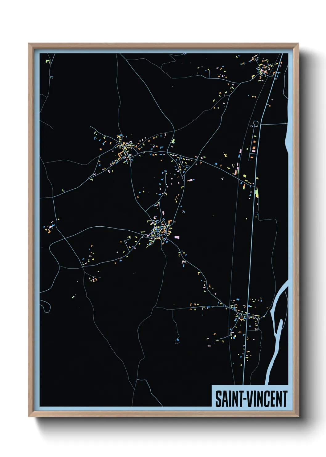 Une affiche de carte sur Saint-Vincent