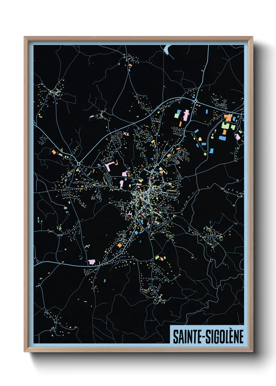 Une affiche de carte sur Sainte-Sigolène