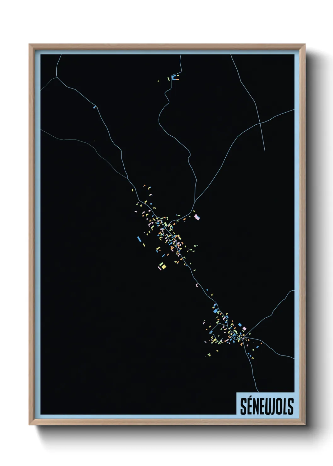 Une affiche de carte sur Séneujols