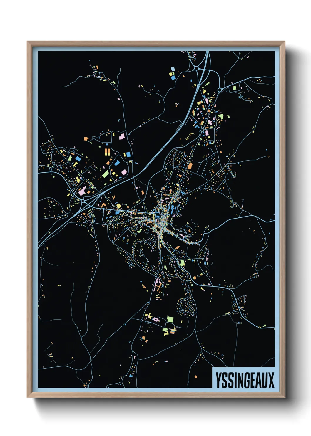 Une affiche de carte sur Yssingeaux