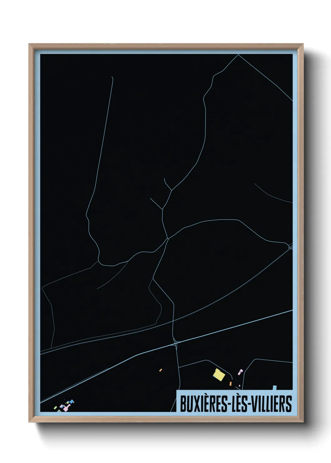 Une affiche de carte sur Buxières-lès-Villiers