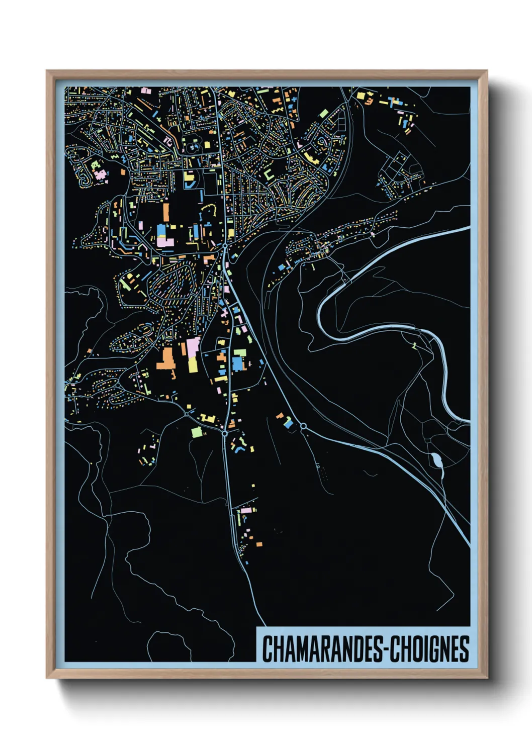 Une affiche de carte sur Chamarandes-Choignes