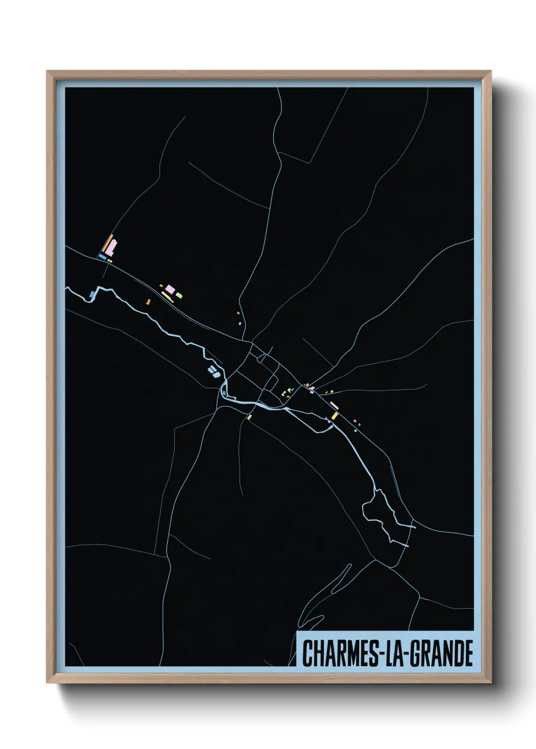 Une affiche de carte sur Charmes-la-Grande