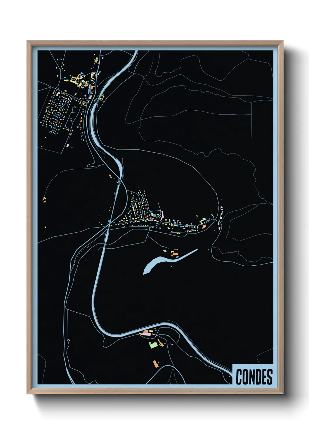 Une affiche de carte sur Condes