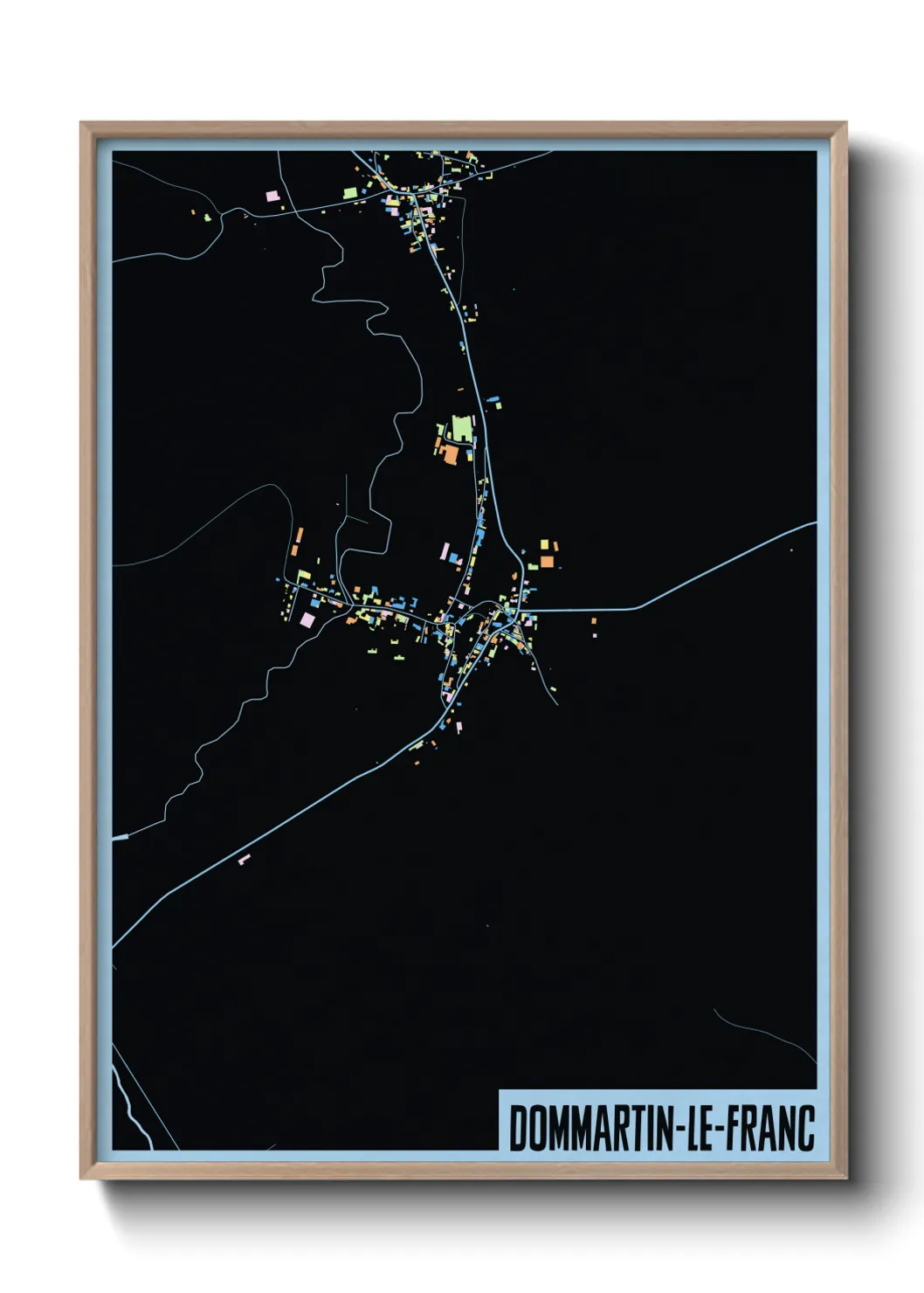 Une affiche de carte sur Dommartin-le-Franc