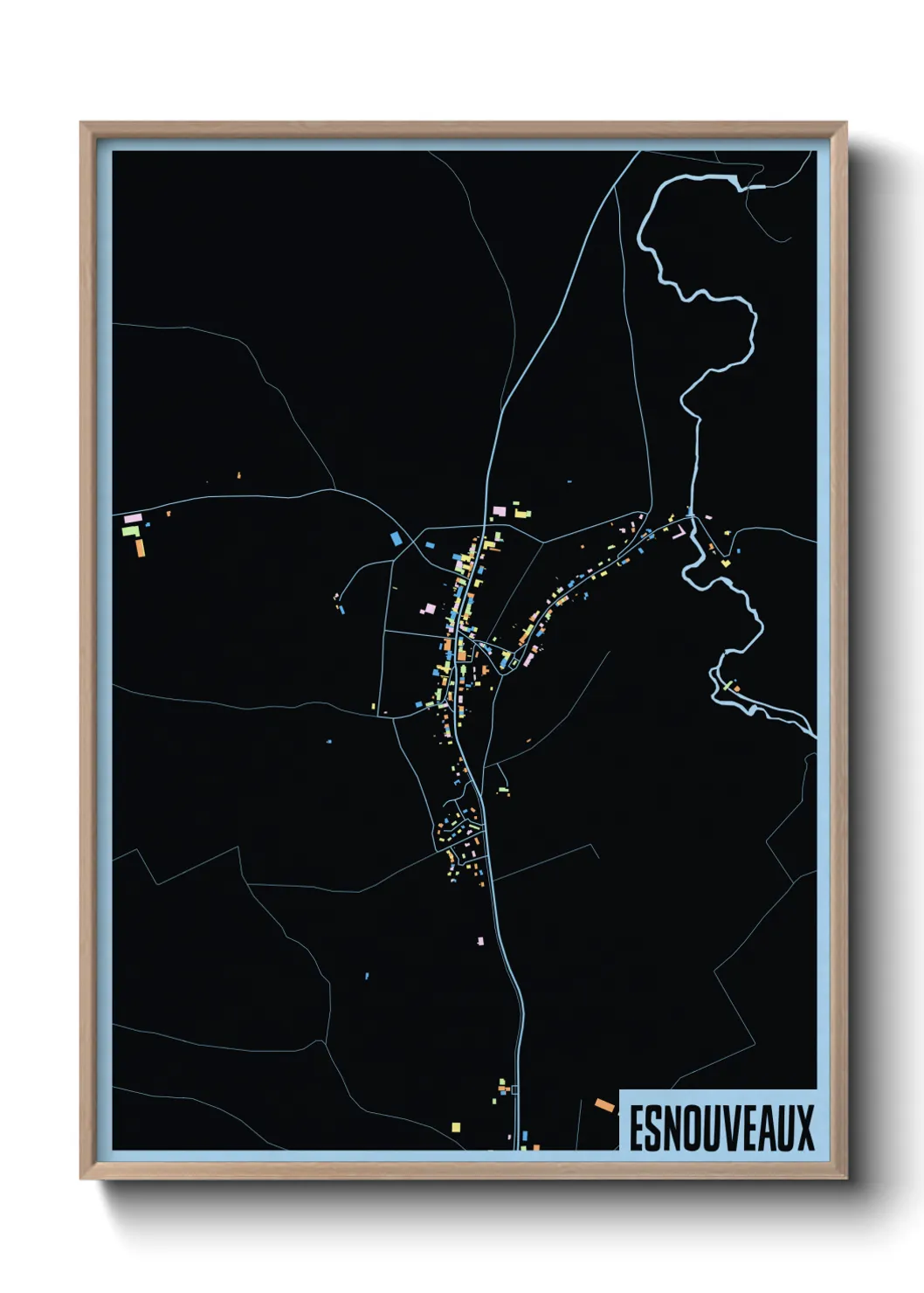 Une affiche de carte sur Esnouveaux
