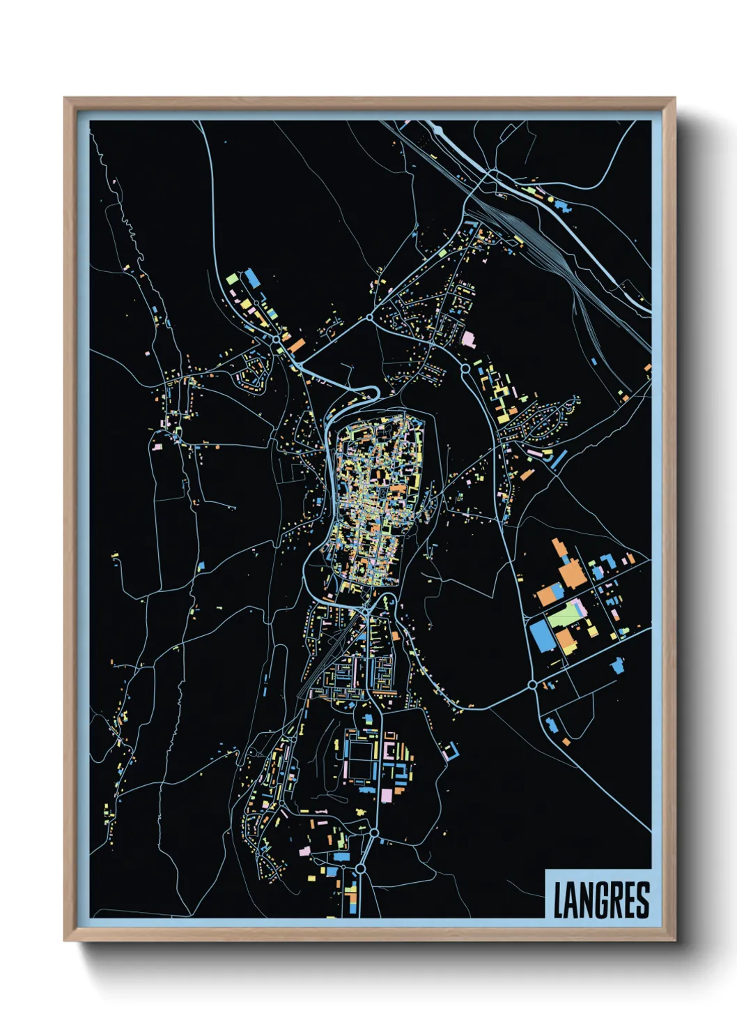 Une affiche de carte sur Langres