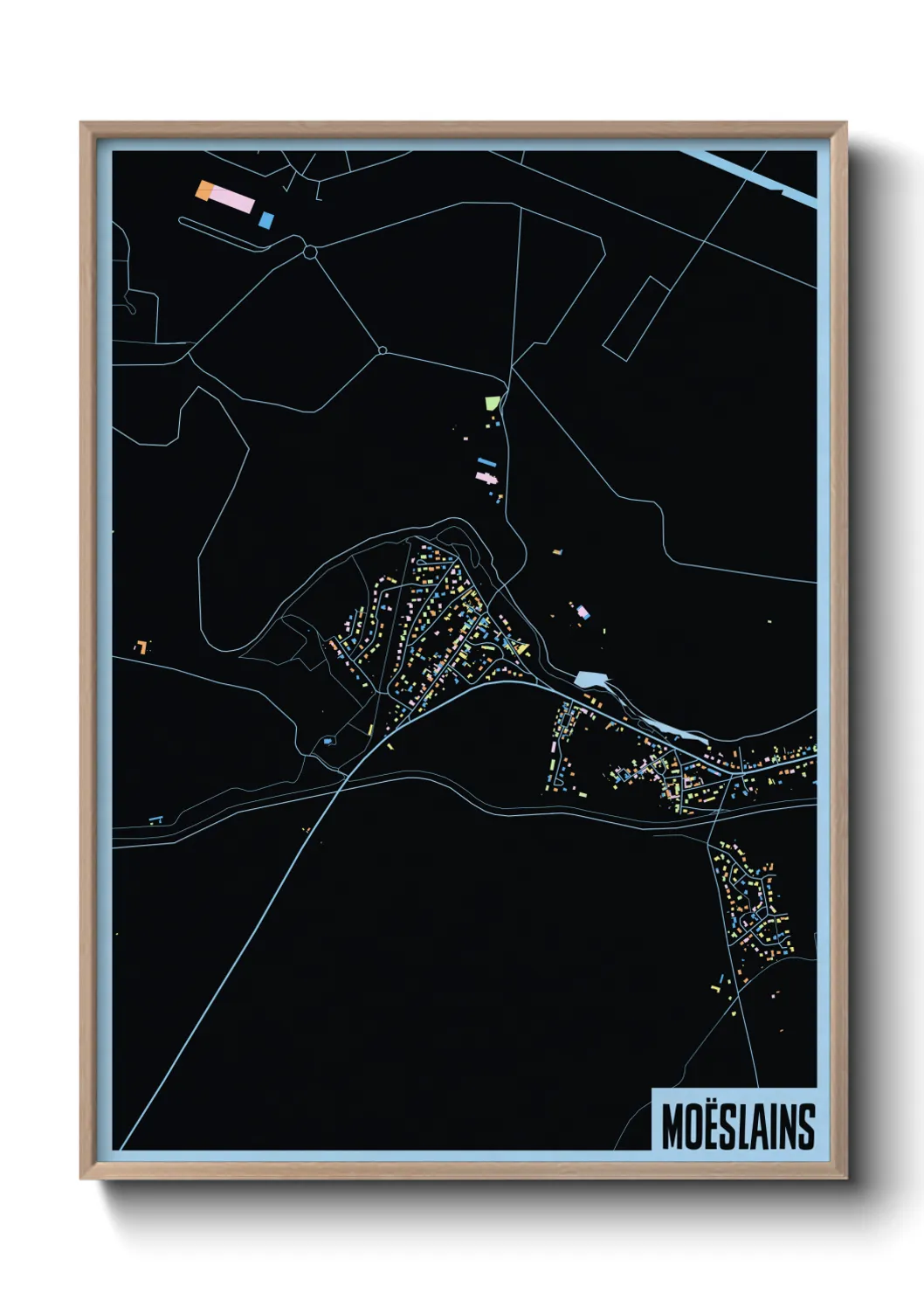 Une affiche de carte sur Moëslains