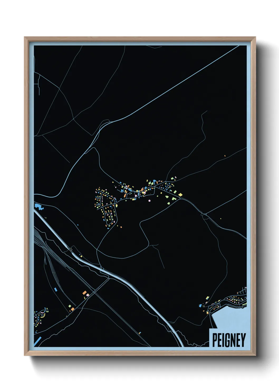 Une affiche de carte sur Peigney