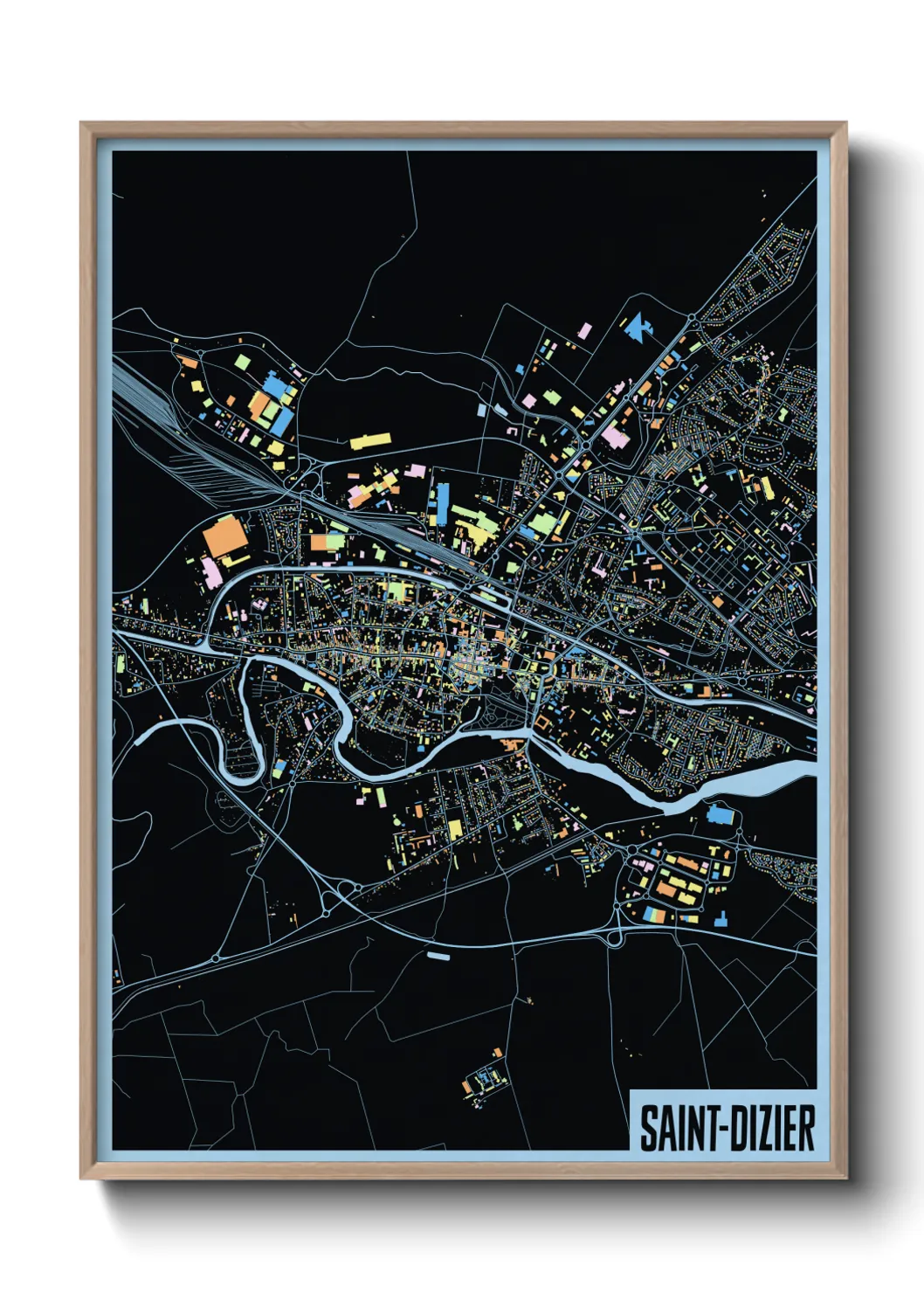 Une affiche de carte sur Saint-Dizier