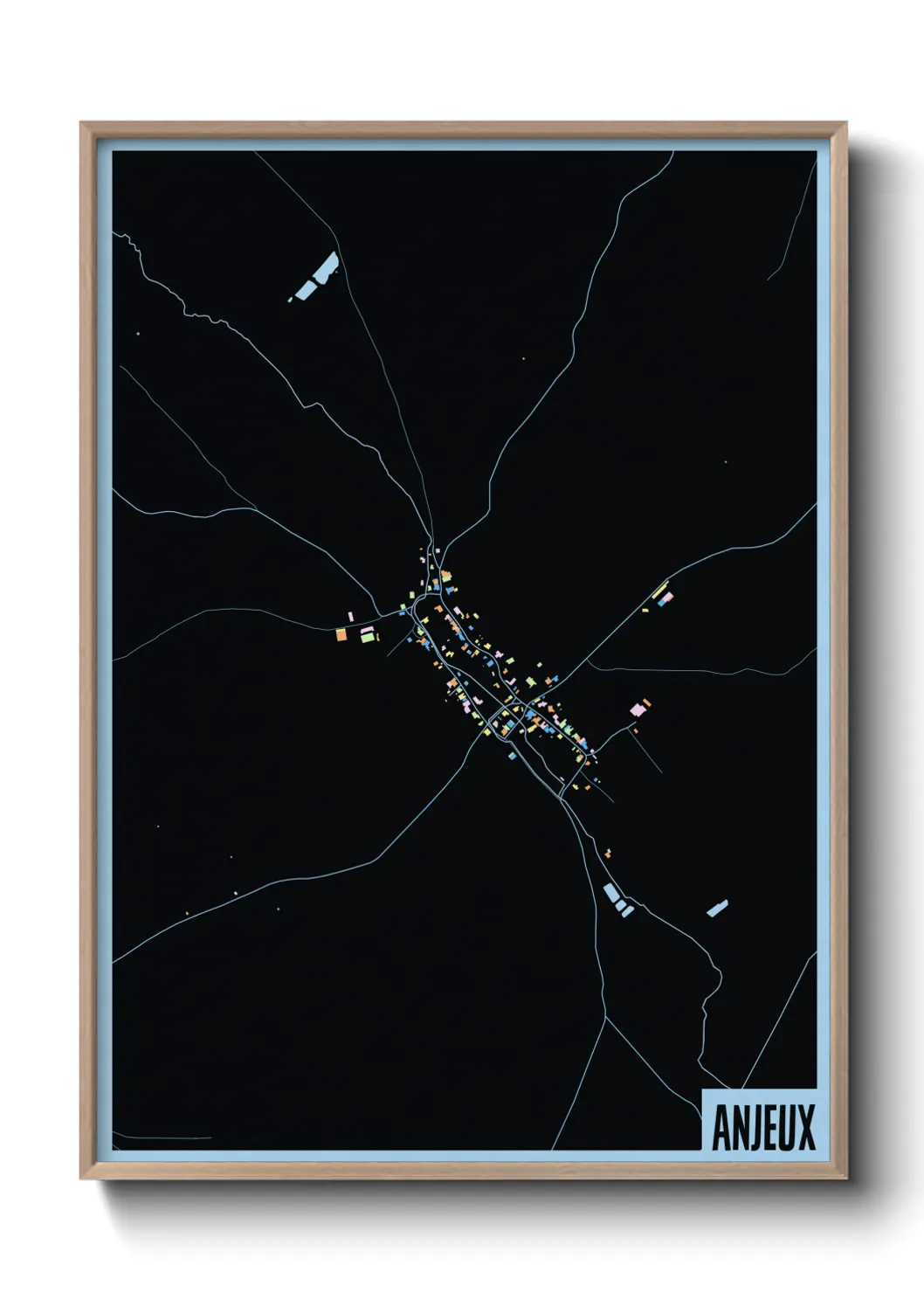 Une affiche de carte sur Anjeux