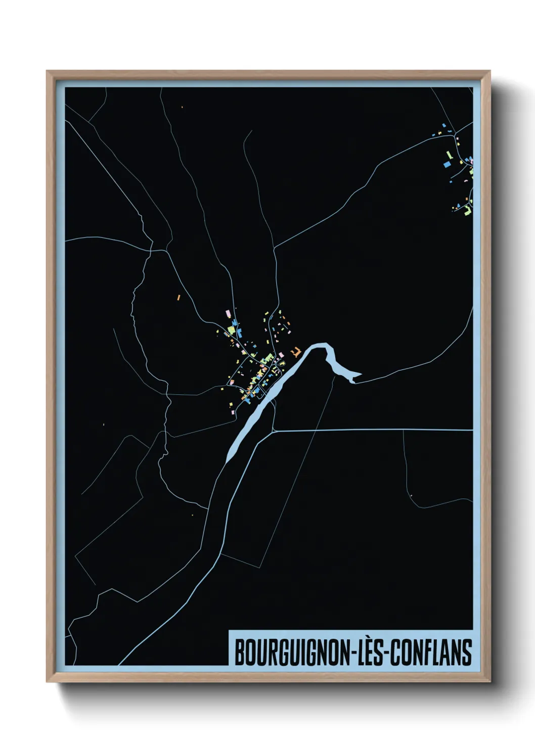 Une affiche de carte sur Bourguignon-lès-Conflans