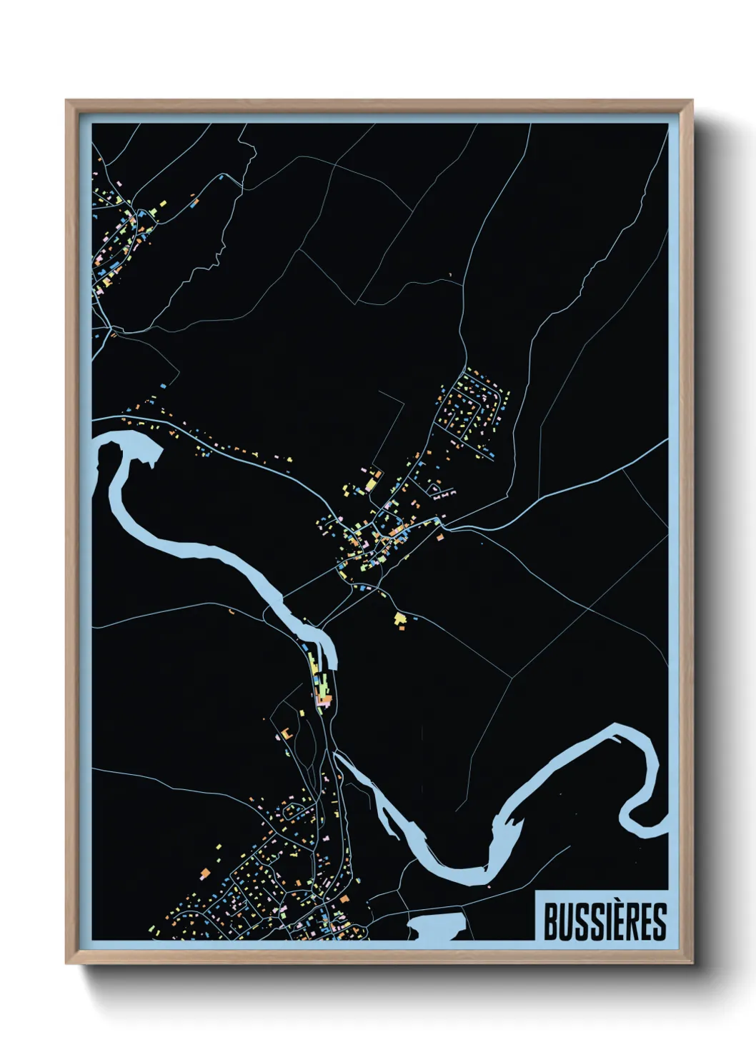 Une affiche de carte sur Bussières