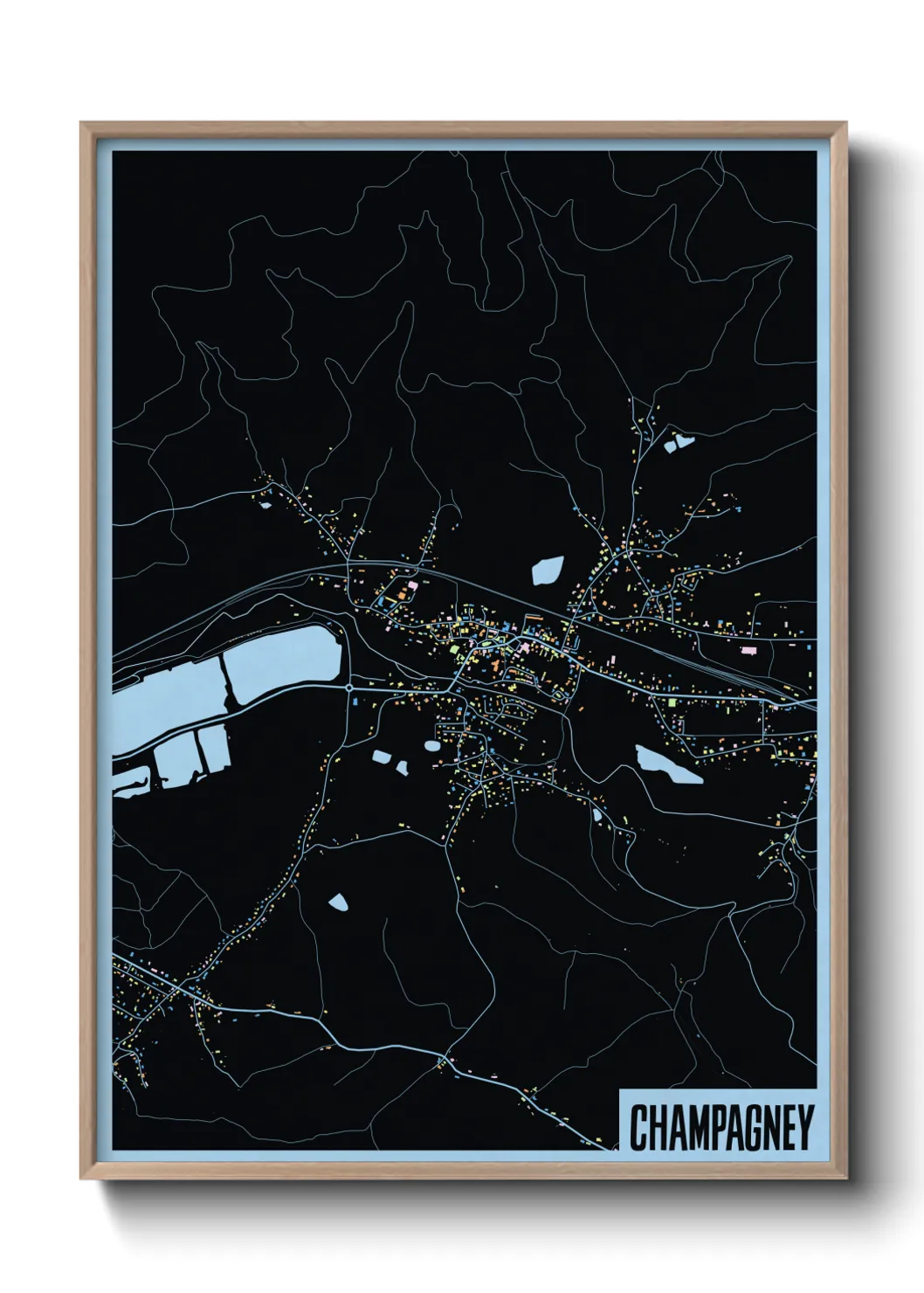 Une affiche de carte sur Champagney