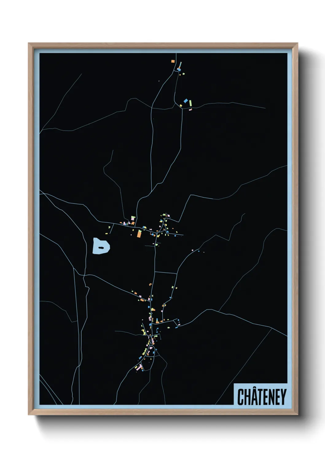 Une affiche de carte sur Châteney