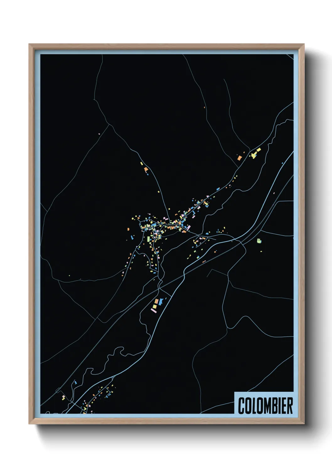 Une affiche de carte sur Colombier