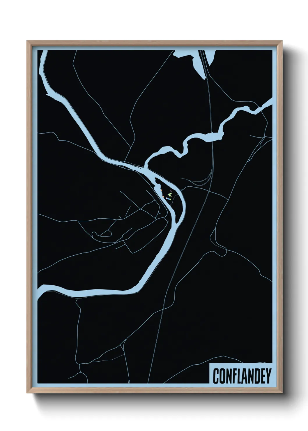 Une affiche de carte sur Conflandey