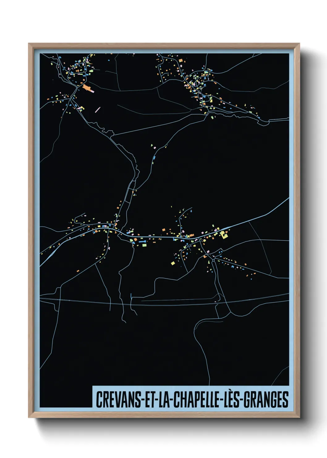 Une affiche de carte sur Crevans-et-la-Chapelle-lès-Granges