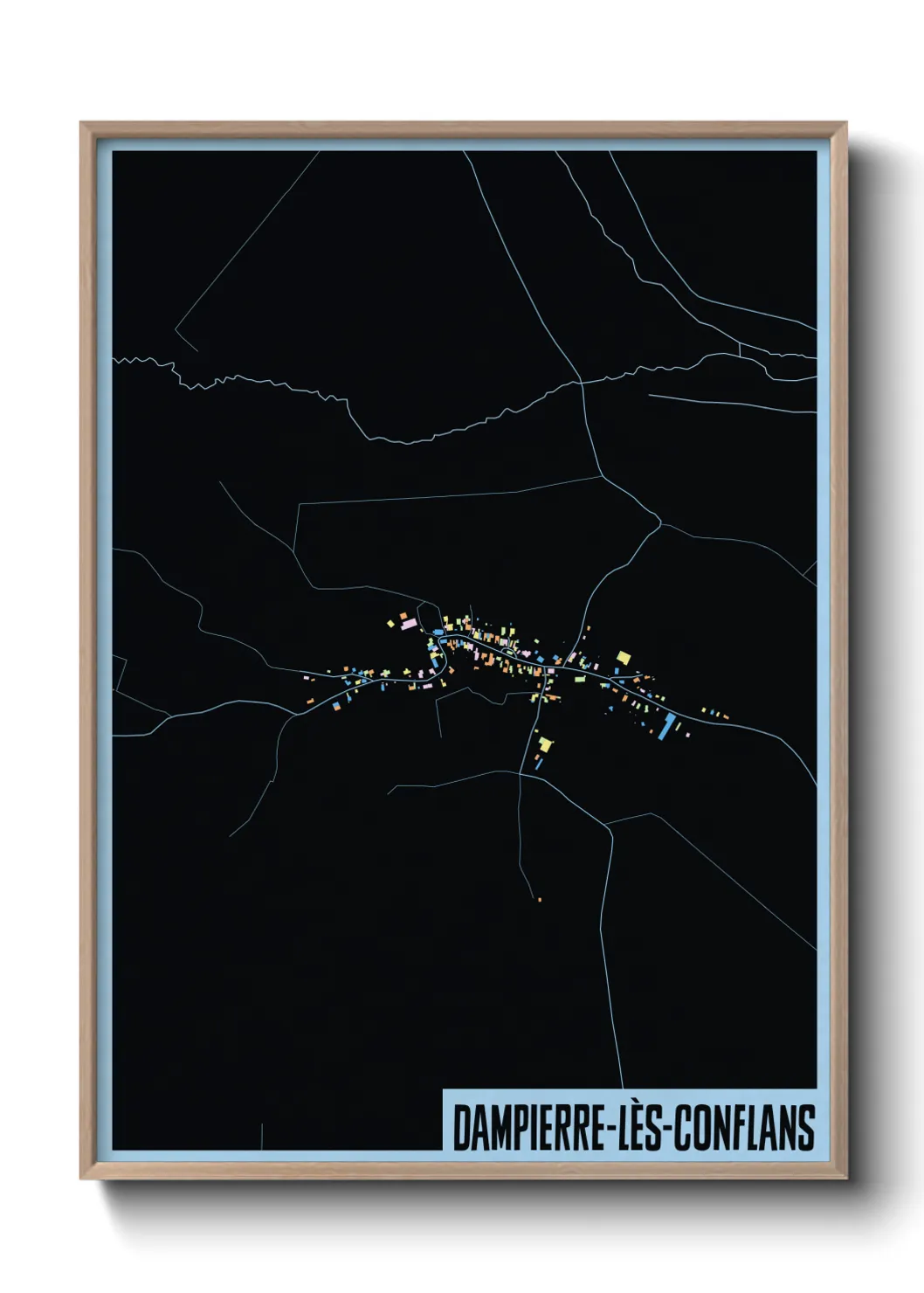 Une affiche de carte sur Dampierre-lès-Conflans