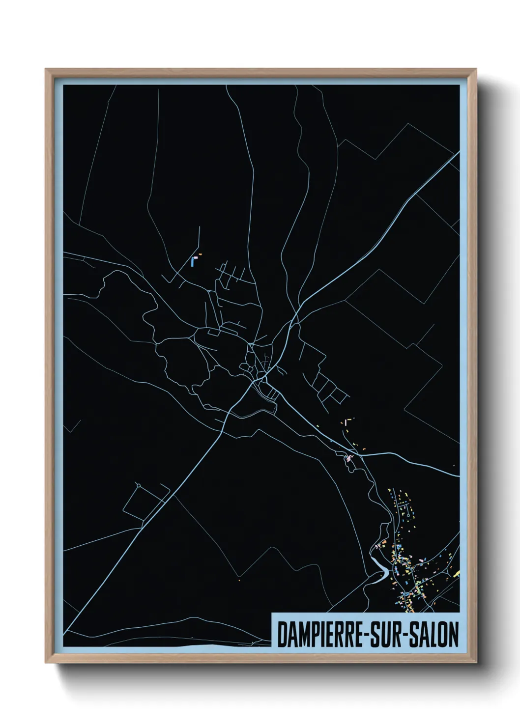 Une affiche de carte sur Dampierre-sur-Salon