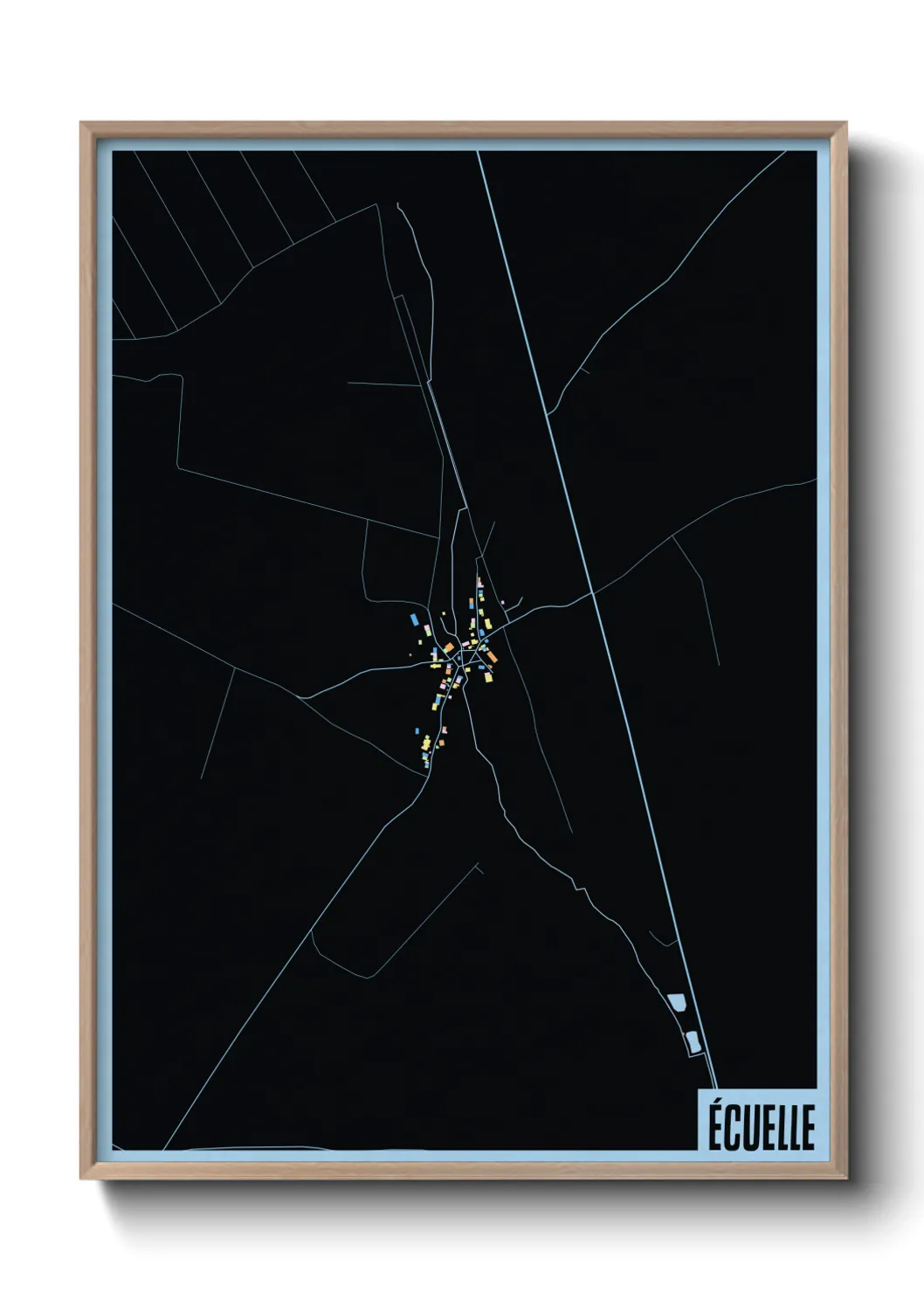 Une affiche de carte sur Écuelle