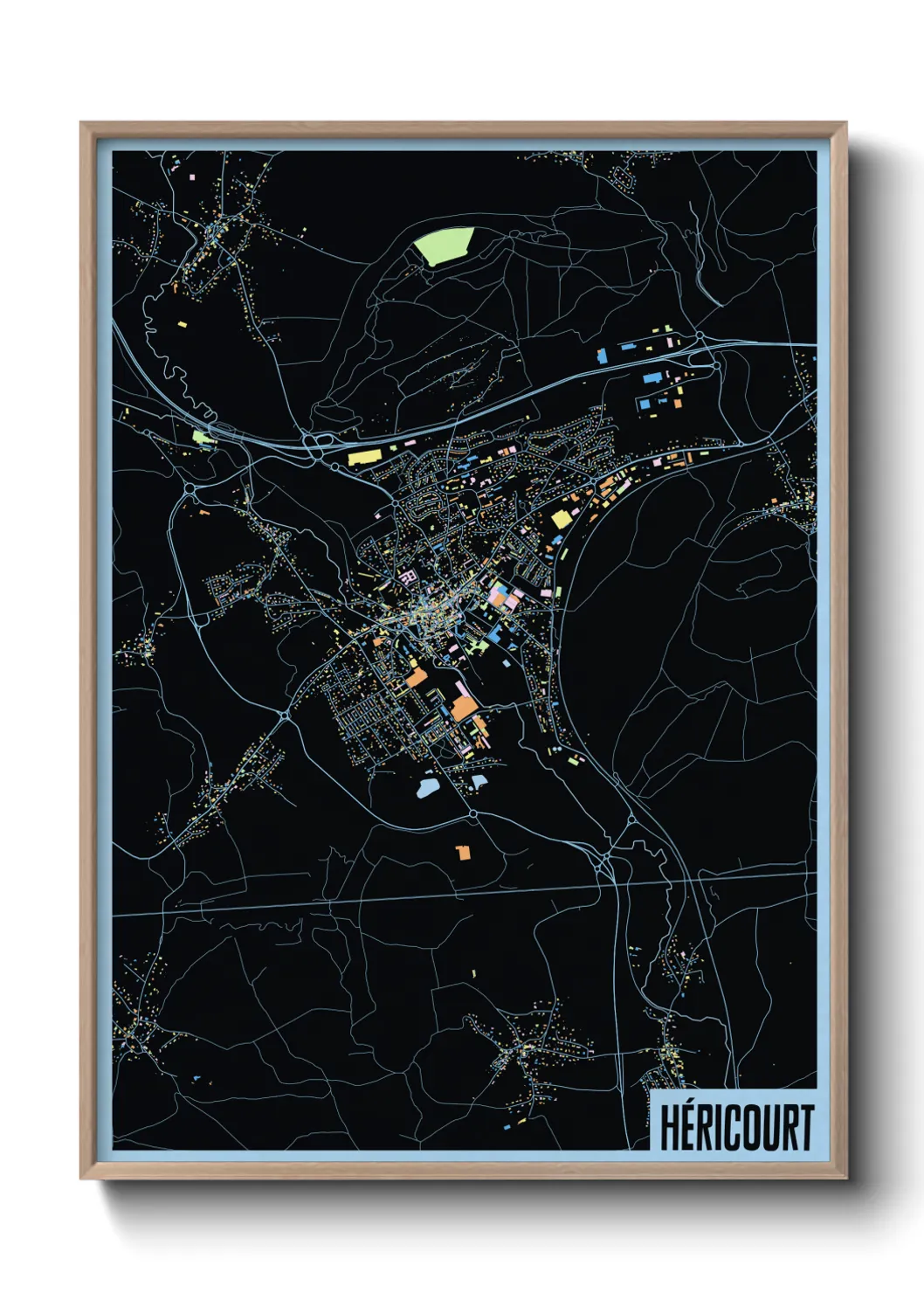 Une affiche de carte sur Héricourt