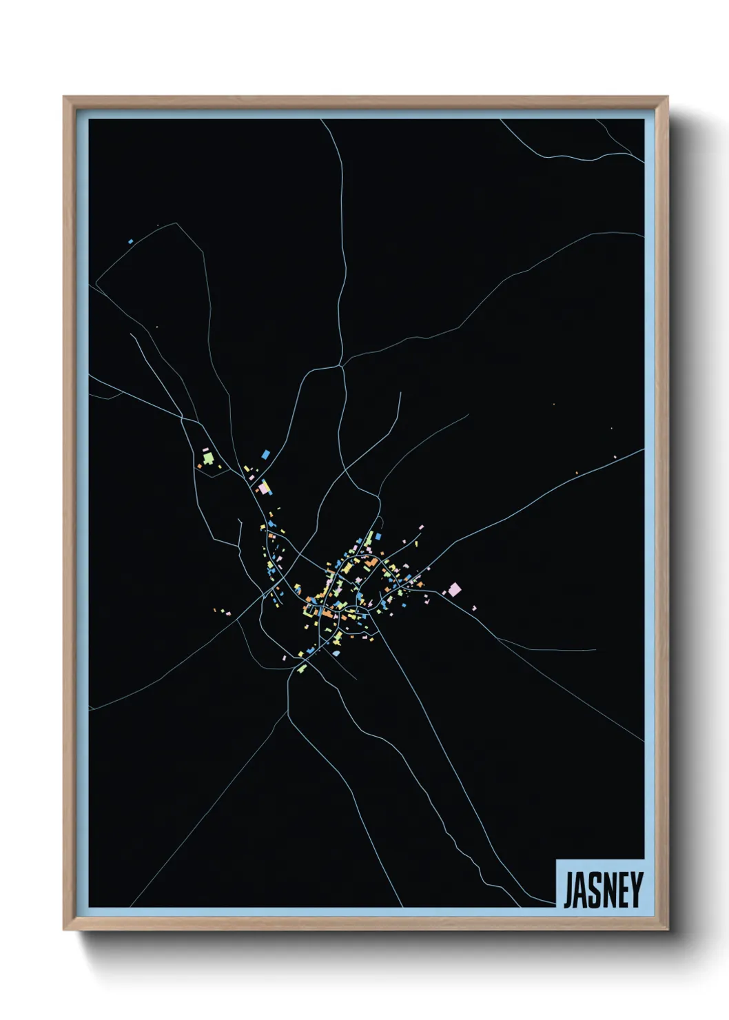 Une affiche de carte sur Jasney