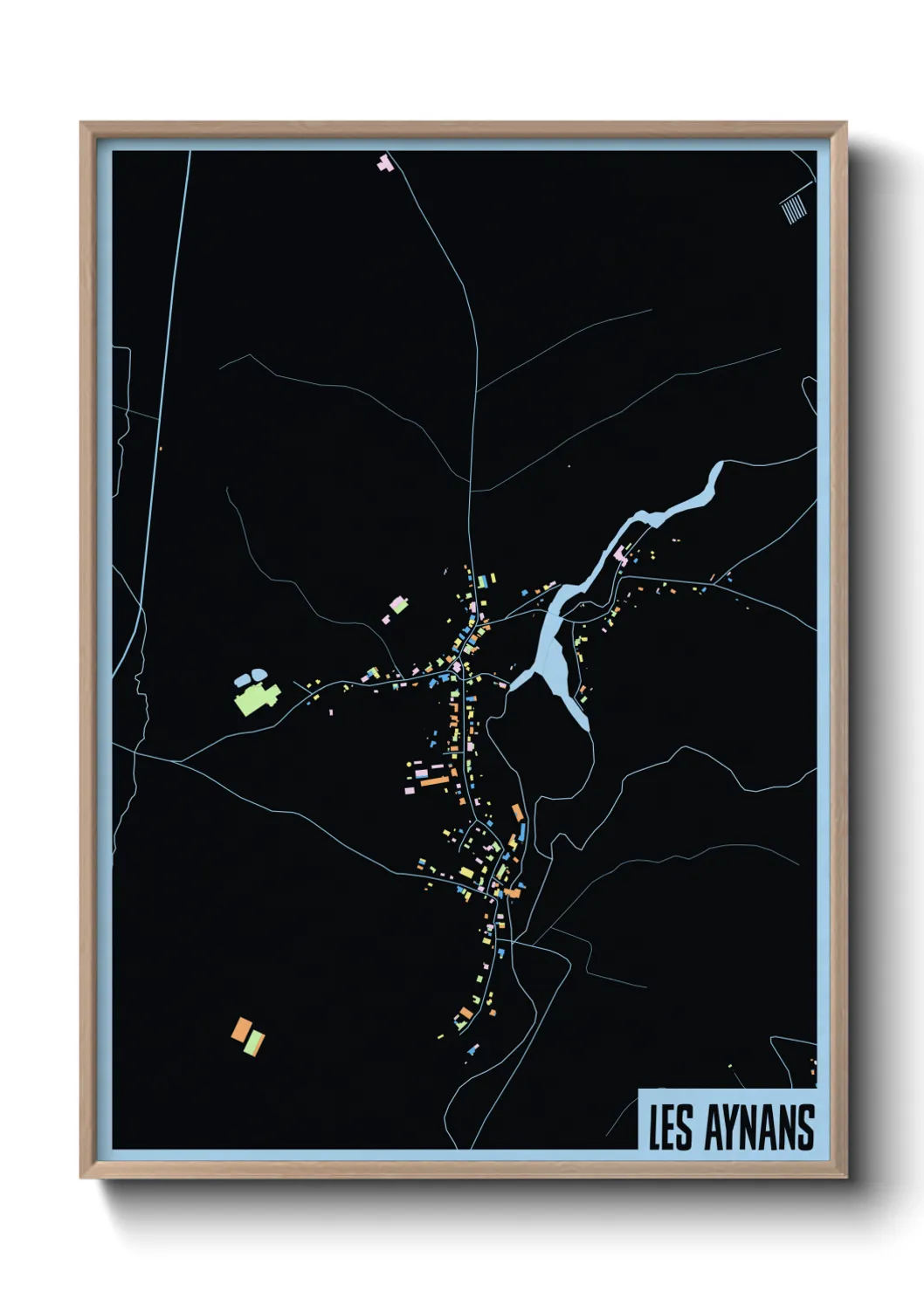 Une affiche de carte sur Les Aynans