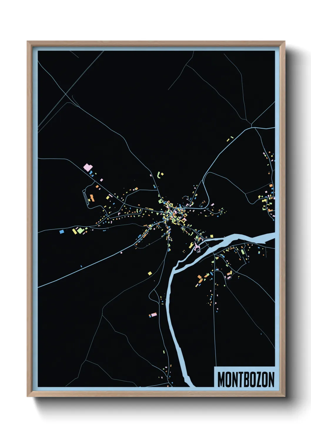 Une affiche de carte sur Montbozon