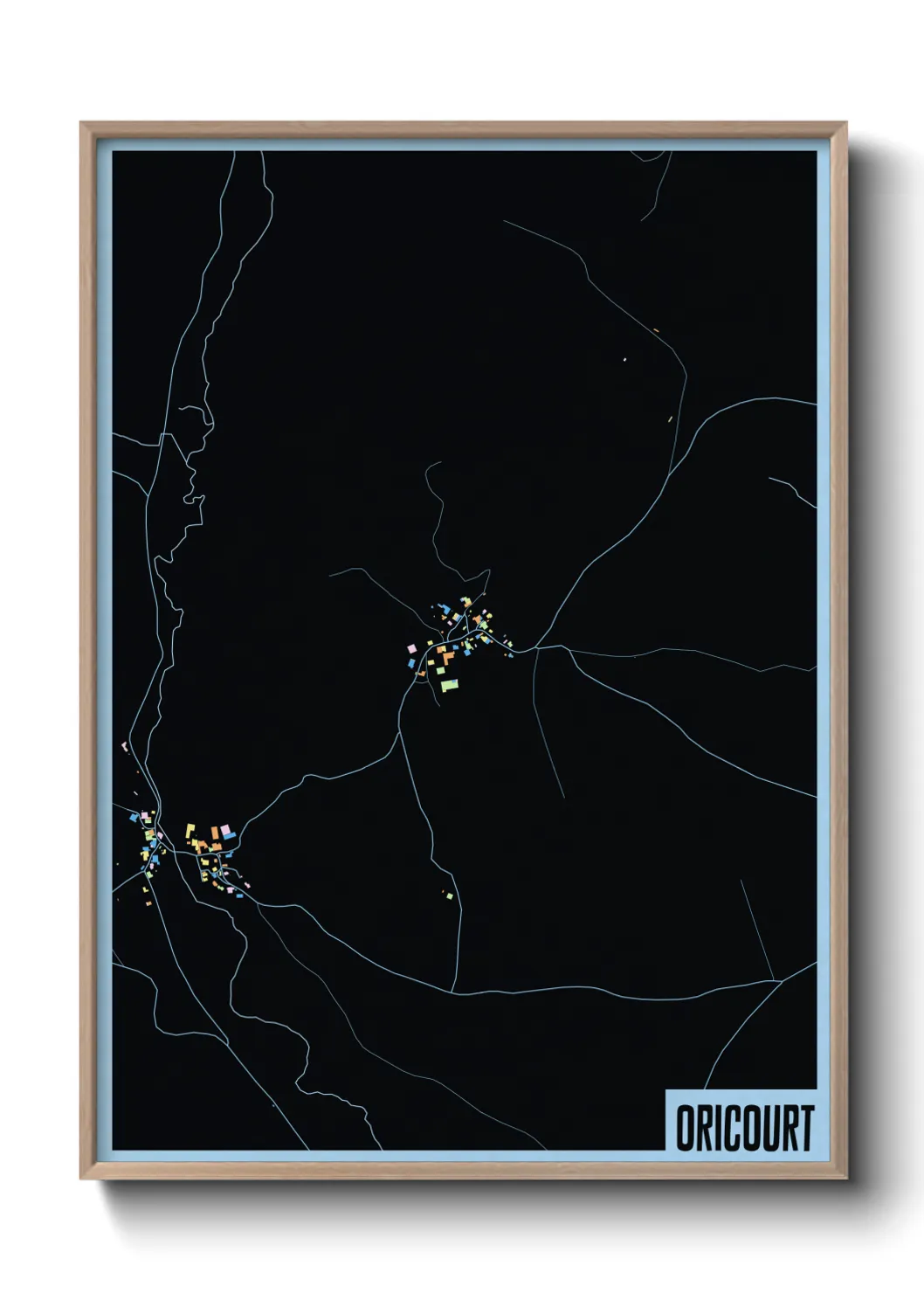 Une affiche de carte sur Oricourt