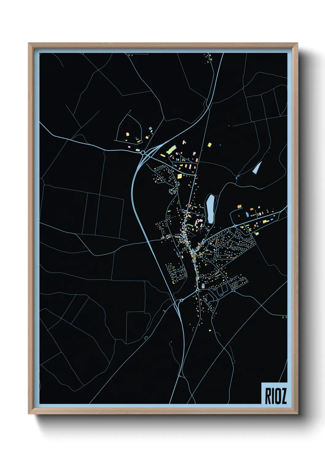 Une affiche de carte sur Rioz