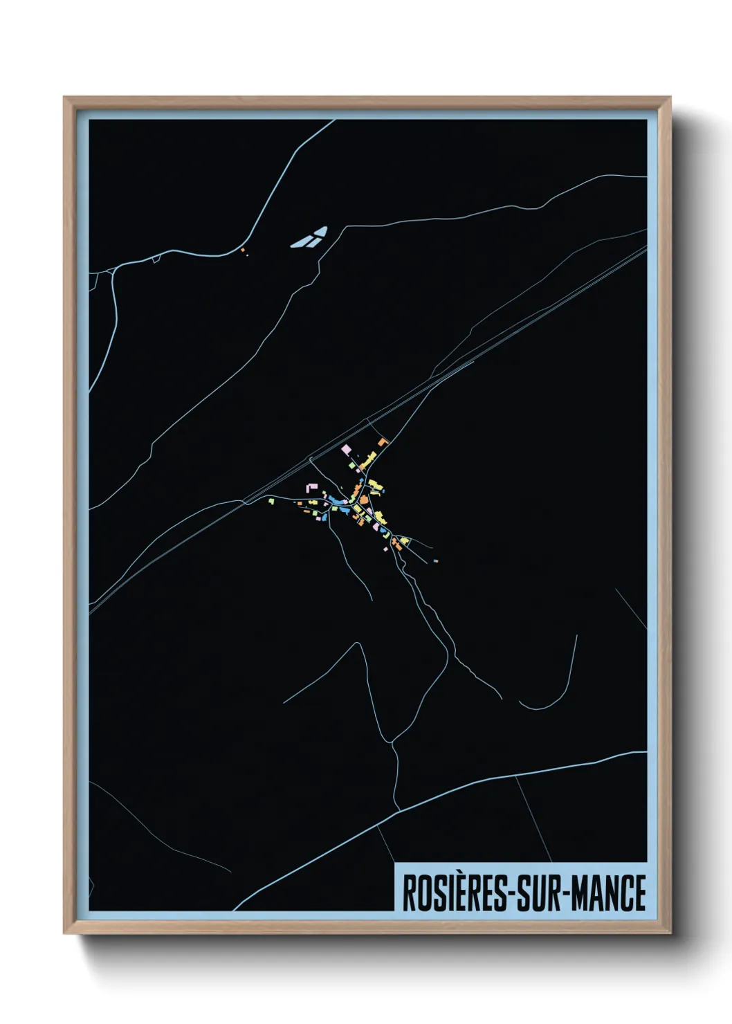 Une affiche de carte sur Rosières-sur-Mance