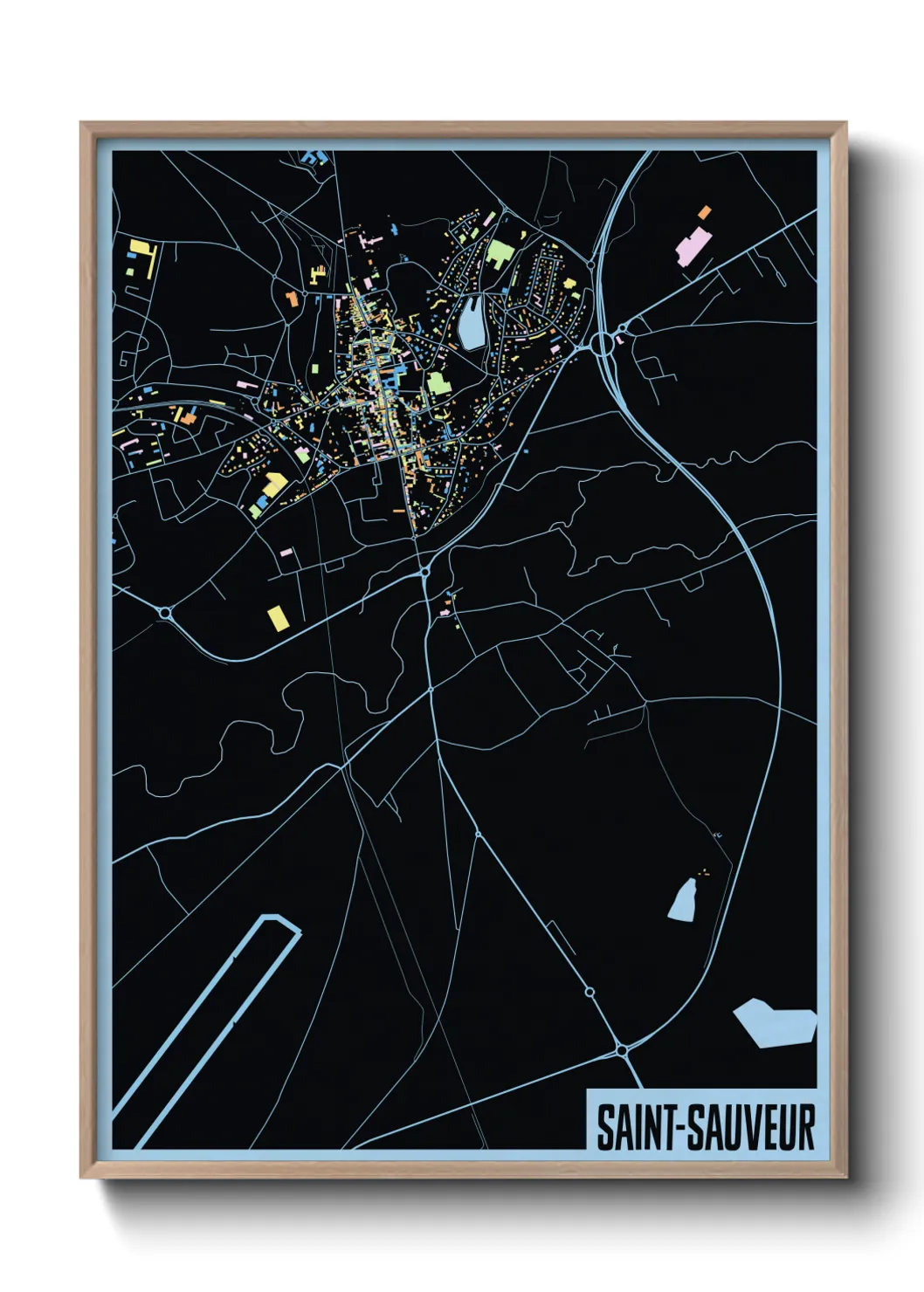 Une affiche de carte sur Saint-Sauveur