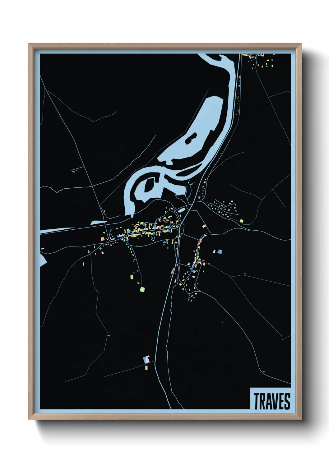 Une affiche de carte sur Traves