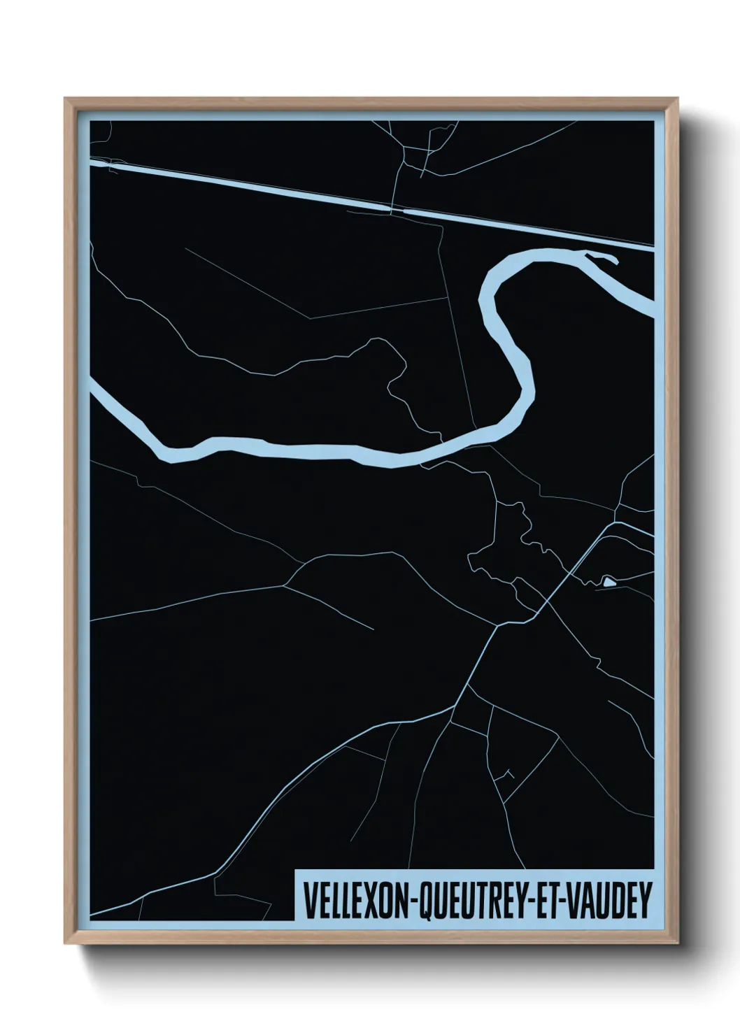 Une affiche de carte sur Vellexon-Queutrey-et-Vaudey