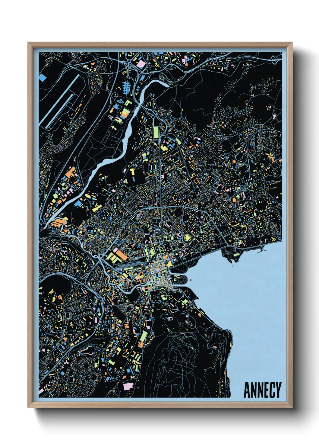 Une affiche de carte sur Annecy