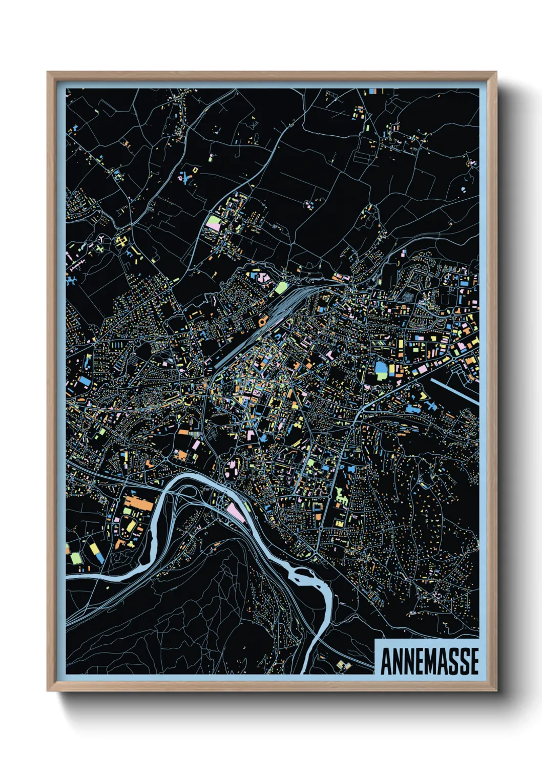 Une affiche de carte sur Annemasse