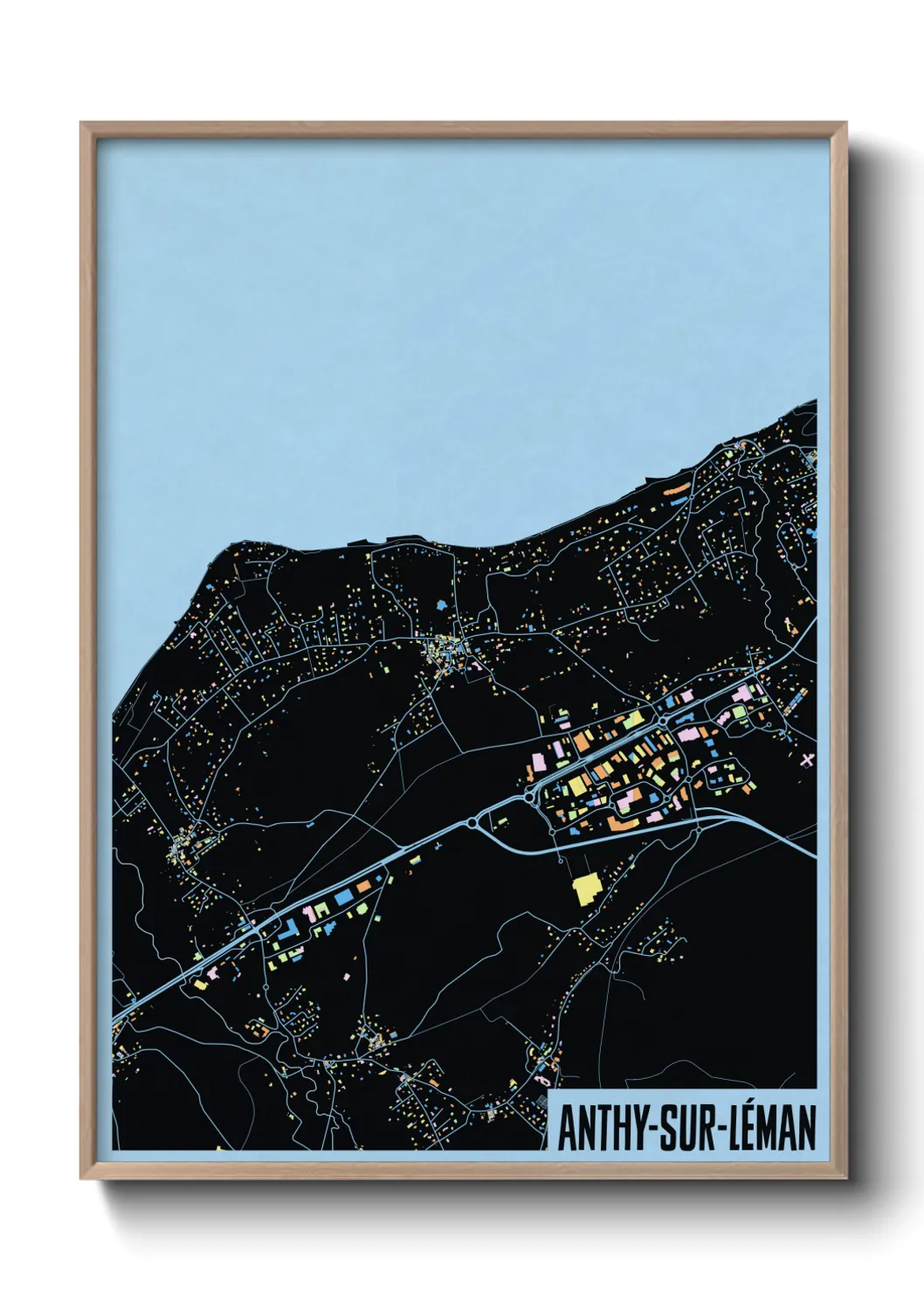 Une affiche de carte sur Anthy-sur-Léman