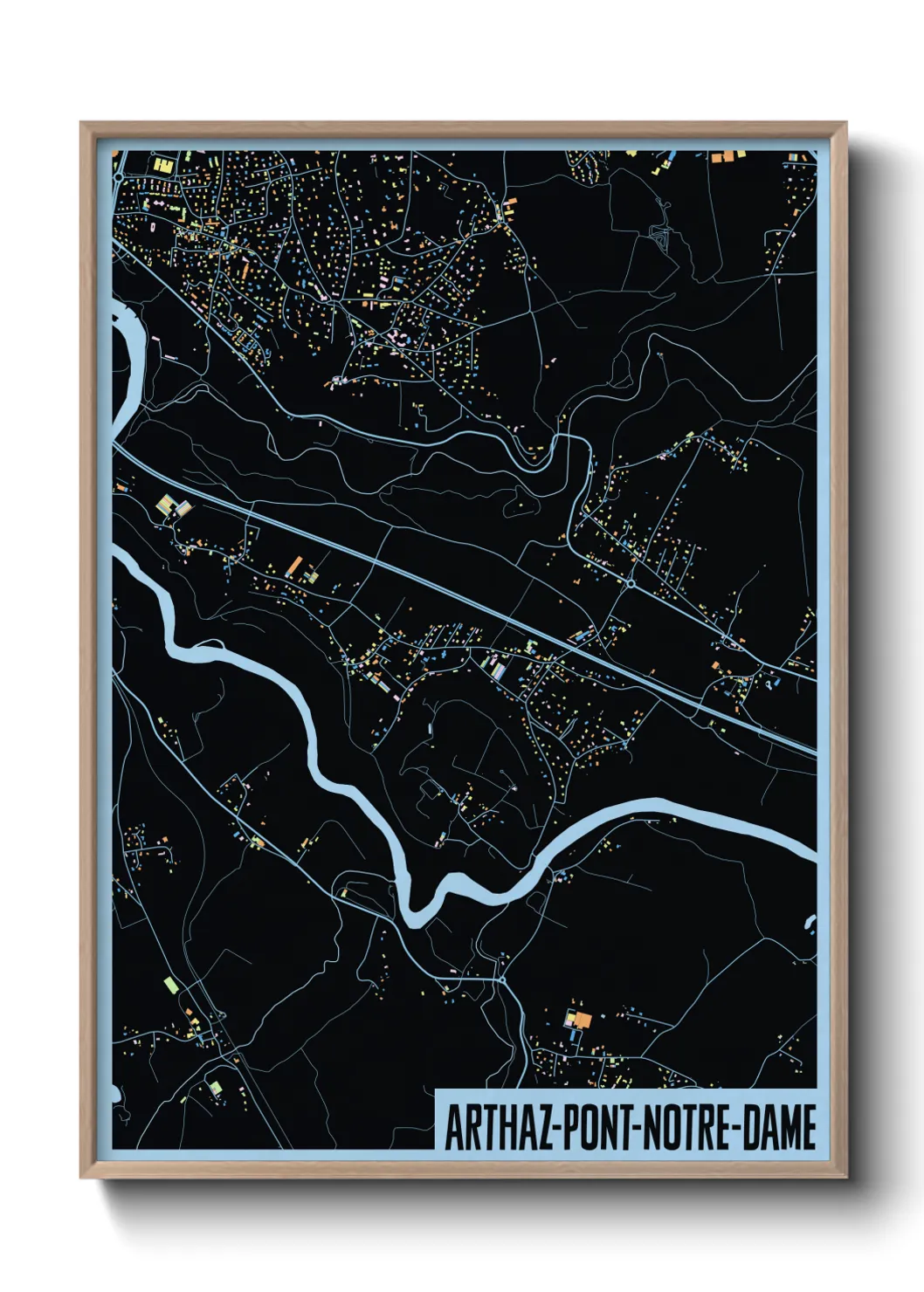 Une affiche de carte sur Arthaz-Pont-Notre-Dame