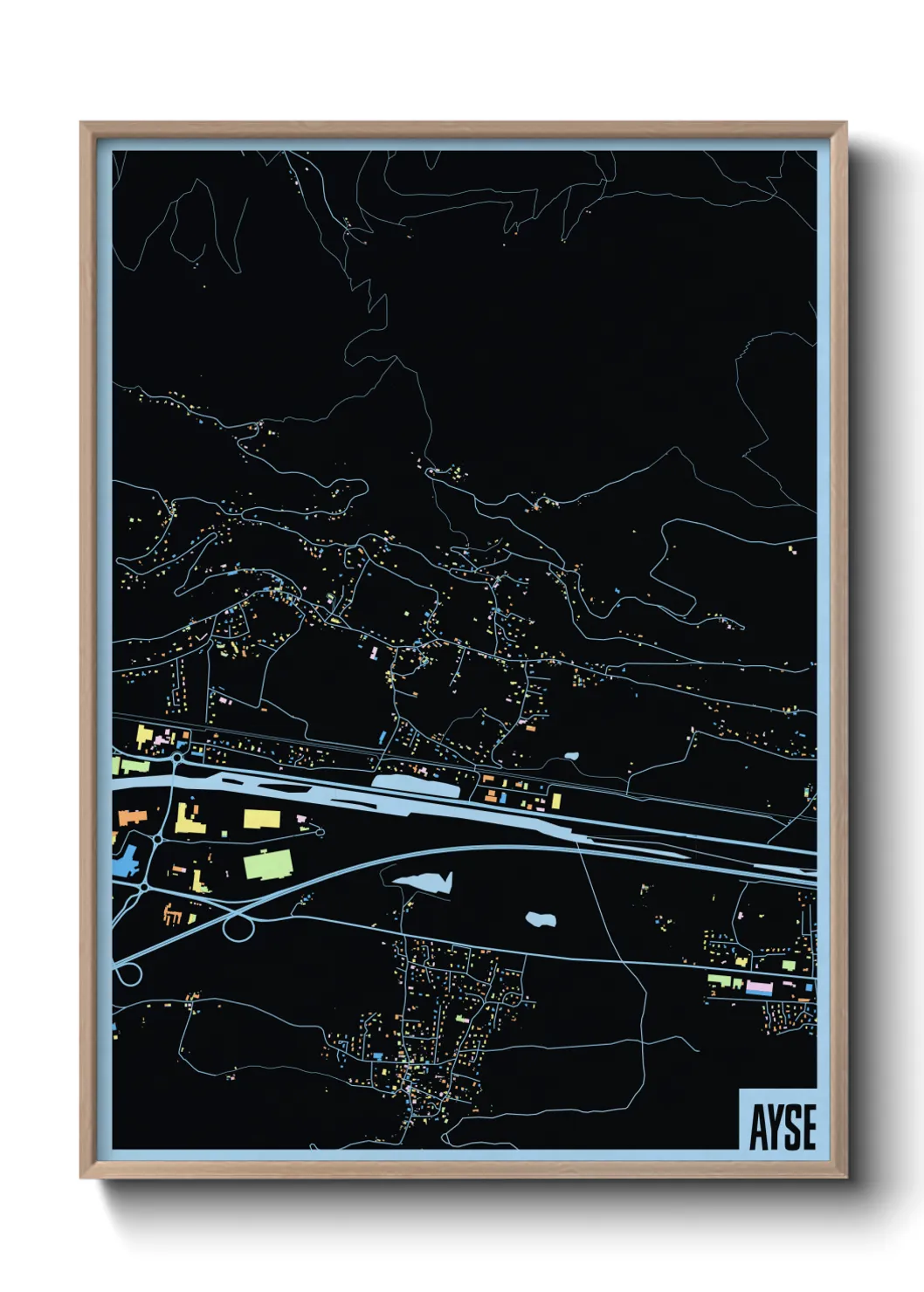 Une affiche de carte sur Ayse