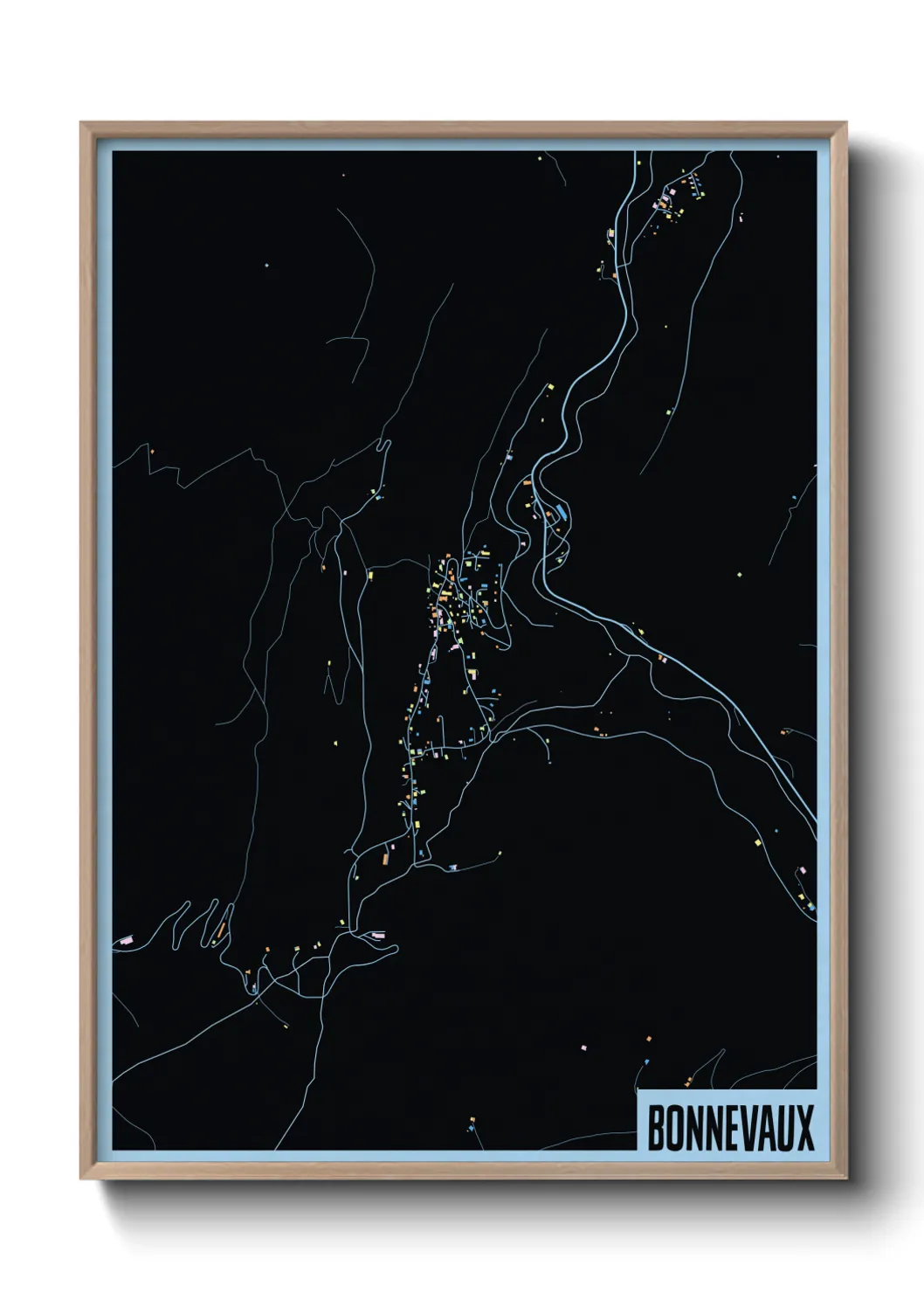 Une affiche de carte sur Bonnevaux