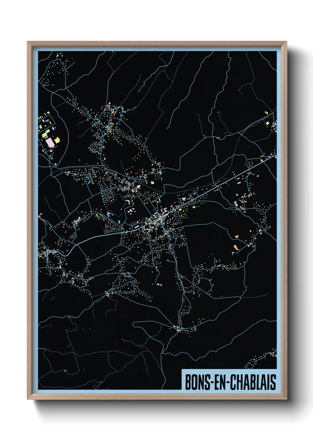 Une affiche de carte sur Bons-en-Chablais