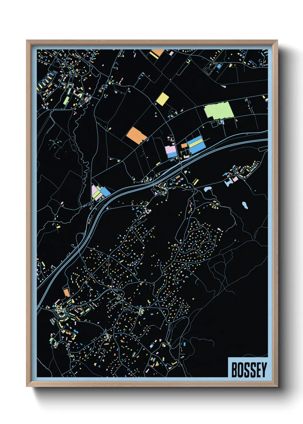 Une affiche de carte sur Bossey
